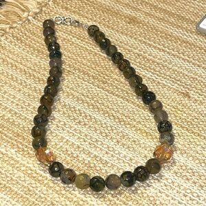 2/$30  Agate Amber 12mm Handmade Chunky Necklace 20'' long